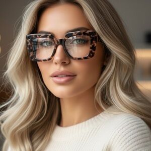 ✨NEW Stylish Tortoiseshell Pink Accents Square Glasses